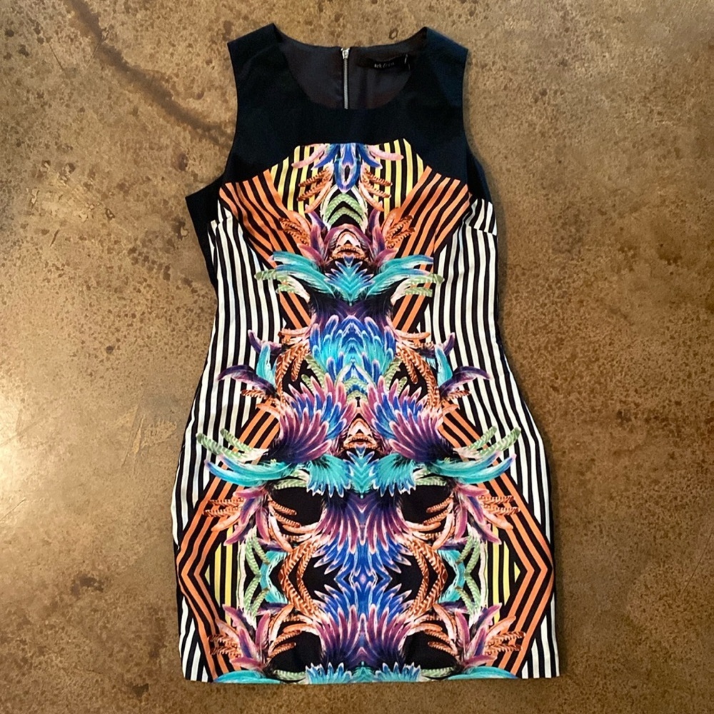 Ark‎ & Co. black and floral color block sleeveless tank mini dress